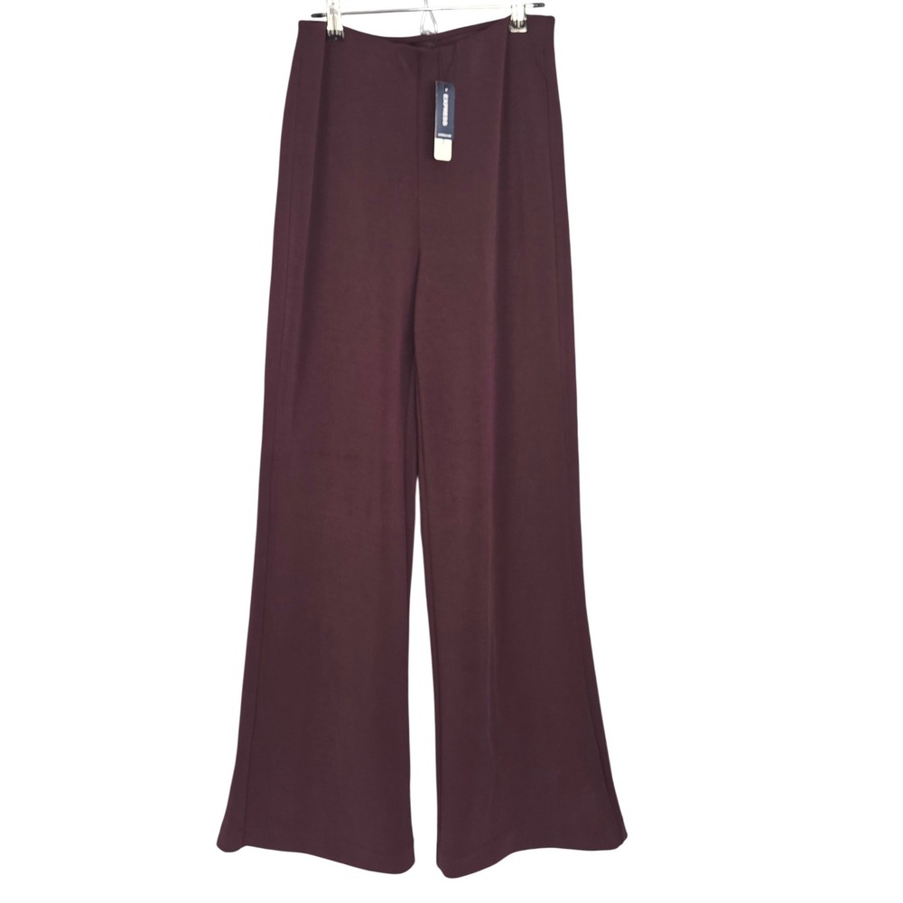 Express Wide Leg Pants Women Small Burgundy Modal High Waist Stretch Pull On NEW